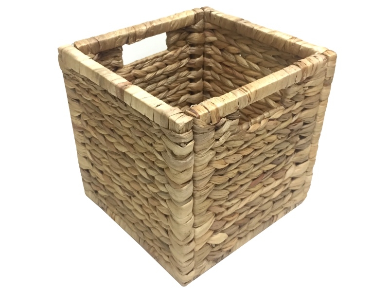 Handcrafted Water Hyacinth Cube Bin - KD Woven Organizer
